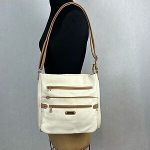 MultiSac Lorraine Womens Crossbody Bag Cream Tan Fax Leather Adjustable Strap Mu
